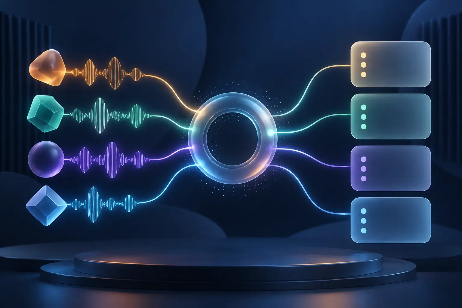 AI notetaker waveforms transformed into structured note cards